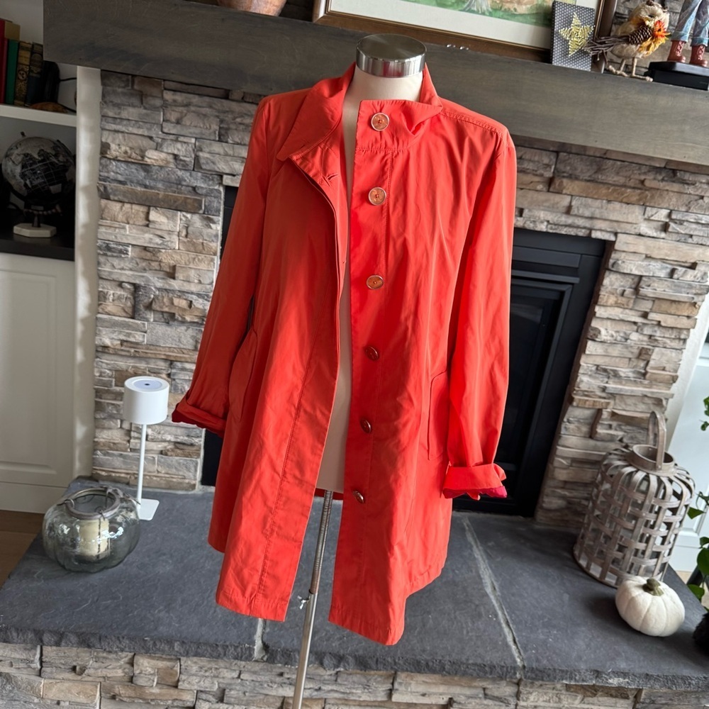 Anthropologie Vibrant Orange Trench Coat